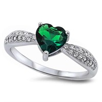 Beautiful Emerald Heart Solitaire Ring