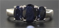 Genuine Sapphire Past-Present -Future Ring