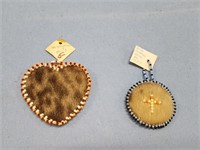 Lot of 2 handmade seal fur ornaments with bead acc