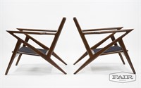 Pair of Selig 'Z' Style Walnut Chair Frames