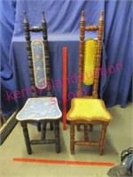 pair of wooden skinny chairs (4ft tall)