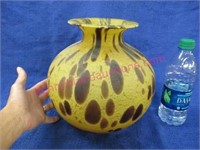 animal print large glass vase - 10in tall