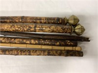 QTY OF VICTORIAN TORTOISE SHELL CANE CURTAIN RAILS