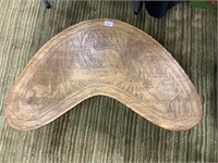 BOOMERANG SHAPED TIMBER COFFEE TABLE WITH