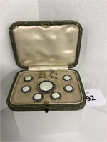 SET OF 6 STERLING SILVER BUTTONS AND BROOCH