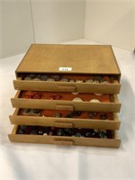 4 DRAWER TIMBER SEWING BOX - INCLUDES