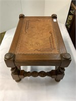 JACOBEAN LEATHER FOOT STOOL