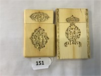 2X BONE CARVED CARD CASES