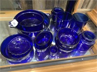15 PIECE OF BRISTOL BLUE GLASSWARE