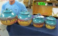4pc extra-large pottery canister set