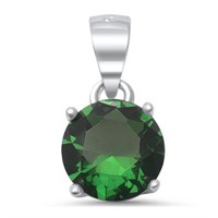 Beautiful Round Emerald Solitaire Pendant