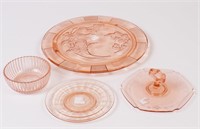 4-Pieces Pink Depression Glass