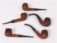 Five Vintage Burlwood Tobacco Pipes