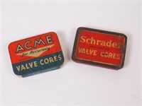 Two Antique Metal Boxes of Valve Cores