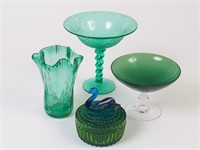 4-Green Glass Items