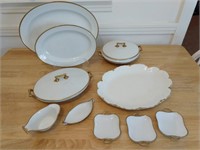 10 Pieces Gold & White China Serving Dishes
