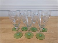 Set of 7 Cordial Glass with Vaseline Glass Base