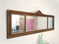 Antique Gilt Wood Mirror with Polychrome Accents