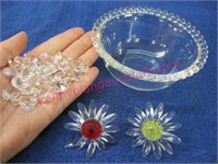 swarovski crystal flowers -crystal hearts -bowl