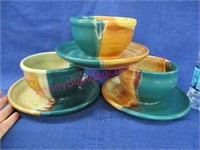 3 pottery soup bowls (signed)
