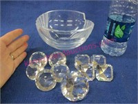5 oleg cassini crystals & 5 other crystals & bowl