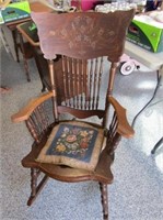 Antique Rocker W Mother Of Pearl Inlay