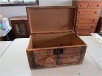 Small Antique Trunk W Leather Handle