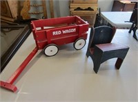 Miniature Red Wagon & Desk