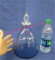blue glass decanter & clear stopper (12in tall)