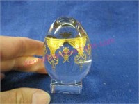 nice baccarat france crystal egg on stand - gold