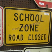 School Zone Road Closed sign, 18 x 24