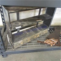 Metal shelf/organizer, 30W x 22T, with contents