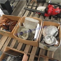 3 boxes--Household pans, dishes