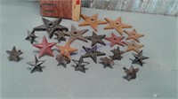Iron stars, some w/ nails or screws, 1.5" to 4"