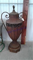 Large tin vase w/ lid, 46" tall