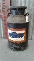 10 gallon milk can w/ painting on side