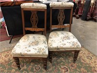A PAIR OF UPHOLSTERED EDWARDIAN NURSING CHAIRS