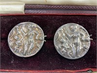 BOXED SET OF STERLING SILVER BUTTONS CIRCA