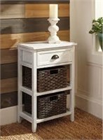 Ashley A4000137 White Accent Table w/Baskets