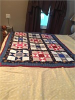 Quilt - 42" x 53" - Blue  & Red Tones