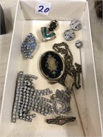 Box with interesting Victorian rhinestone jewelry