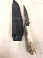 Kelgin Damascus knife with antler handle in