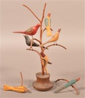1975 Folk Art Bird Tree by D. & B. Strawser.