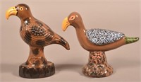 Two Seagreaves Glazed & Molded Ceramic Bird Figure