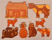 Eight Various Foltz Redware Figural Wall Plaques.