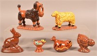 Six Various Breininger Redware Animal Figures.