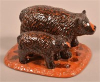Breininger Redware “Peaceable Kingdom" Bear & Cub.