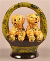 Breininger Redware Pottery Puppies in a Basket.