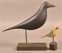Two Contemporary folk Art Bird Carvings.