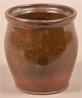 Antique Pennsylvania Glazed Redware Storage Jar.
